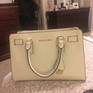 Michael Kors Optic White Leather Satchel